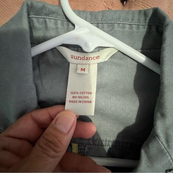 Sundance Khaki Green Gray Cotton Double Breast Blazer Women’s Jacket Sz M - Picture 10 of 11